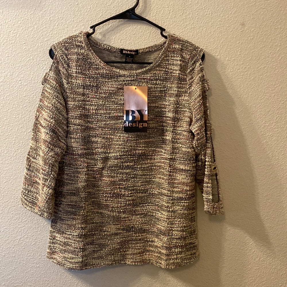 NWT Bydesign multicolor cold shoulder sweater size medium